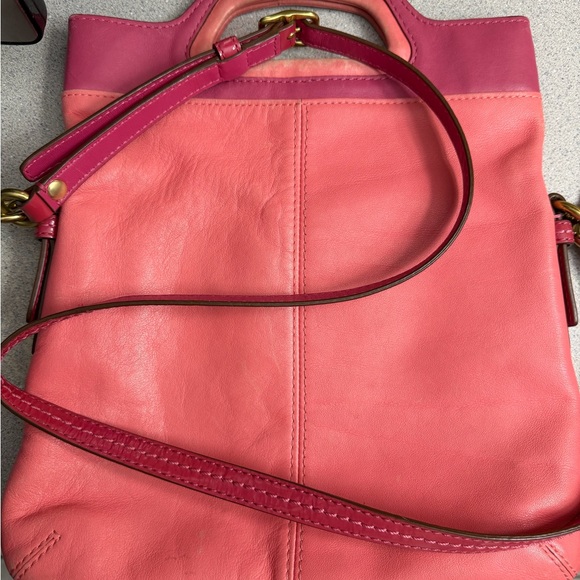 Coach Coral and Pink Leather Tote - Picture 3 of 10